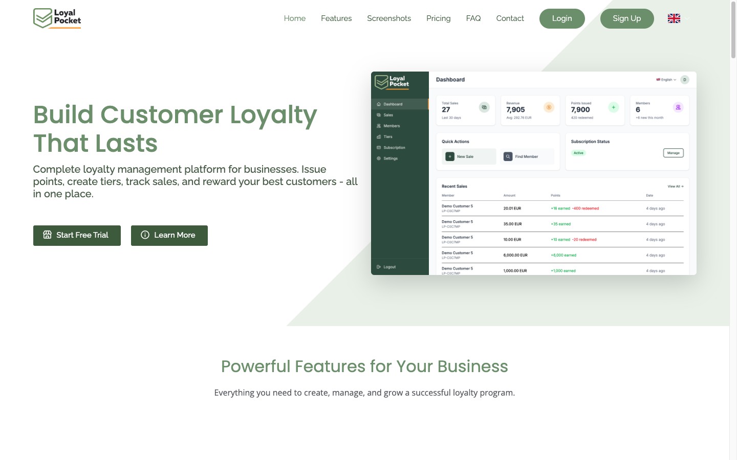 LoyalPocket, a SaaS customer loyalty platform with points and tiers
